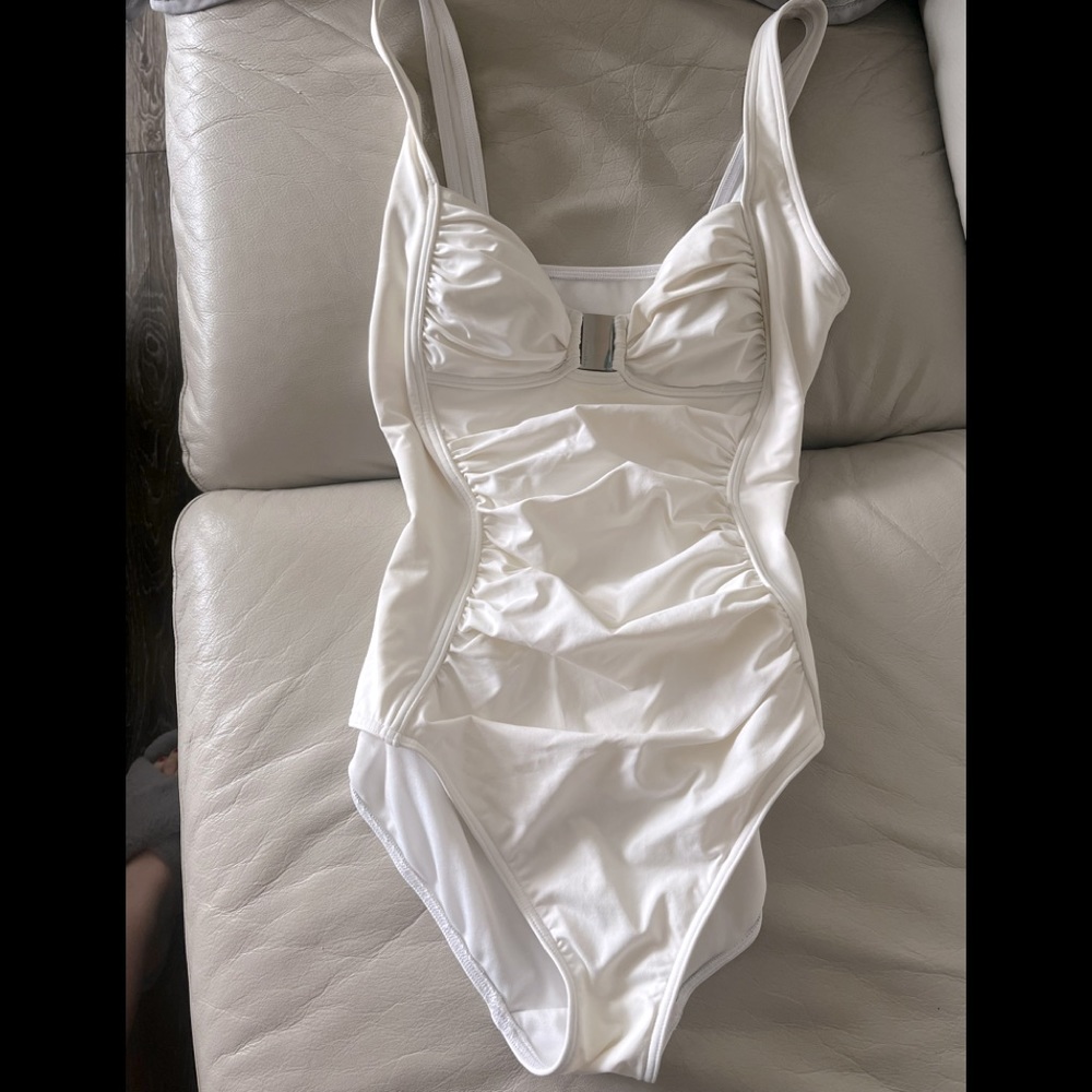 White one-piece bathing suit, Calvin Klein, sz 8